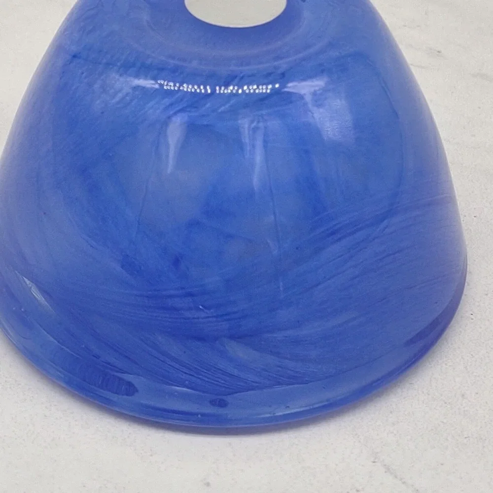 Hand Blown Cobalt Blue Swirl Art Glass Round Votive Candle Holder - Picture 11 of 14